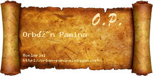 Orbán Pamina névjegykártya